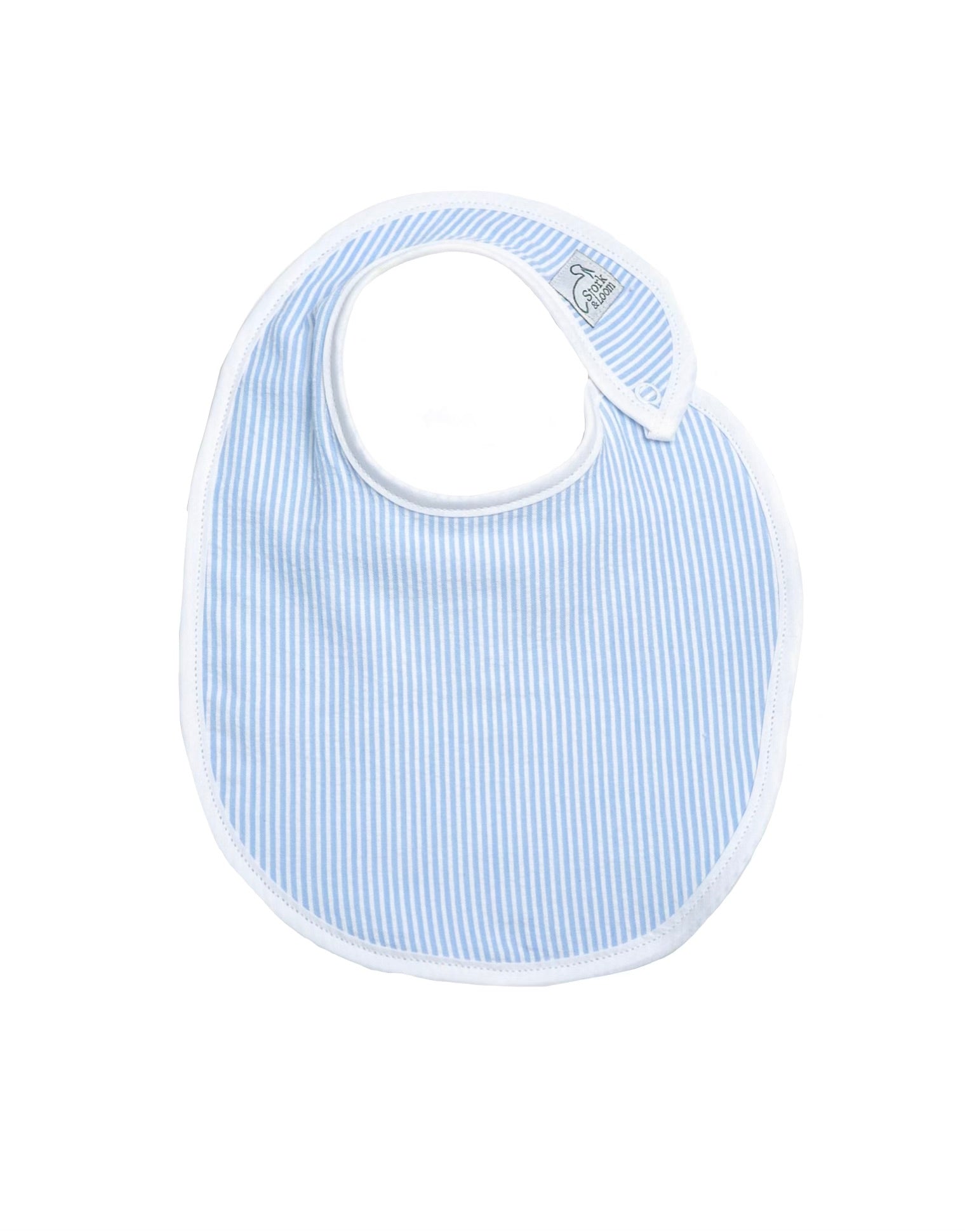 Blue Seersucker Baby Bib