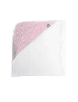 Pink Seersucker Hooded Baby Towel