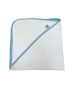 Blue Gingham Trim Hooded Baby Towel