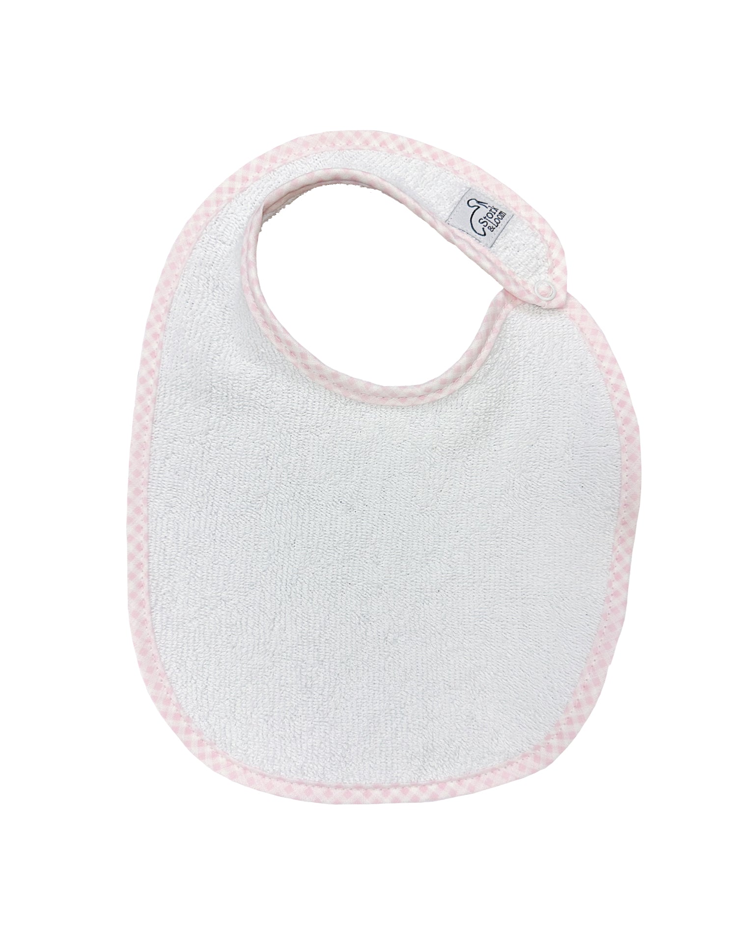 Pink Gingham Trim Classic Terry Bib