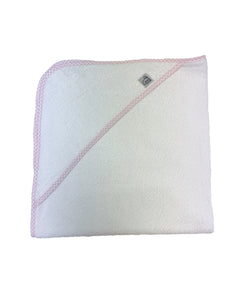 Pink Gingham Trim Hooded Baby Towel