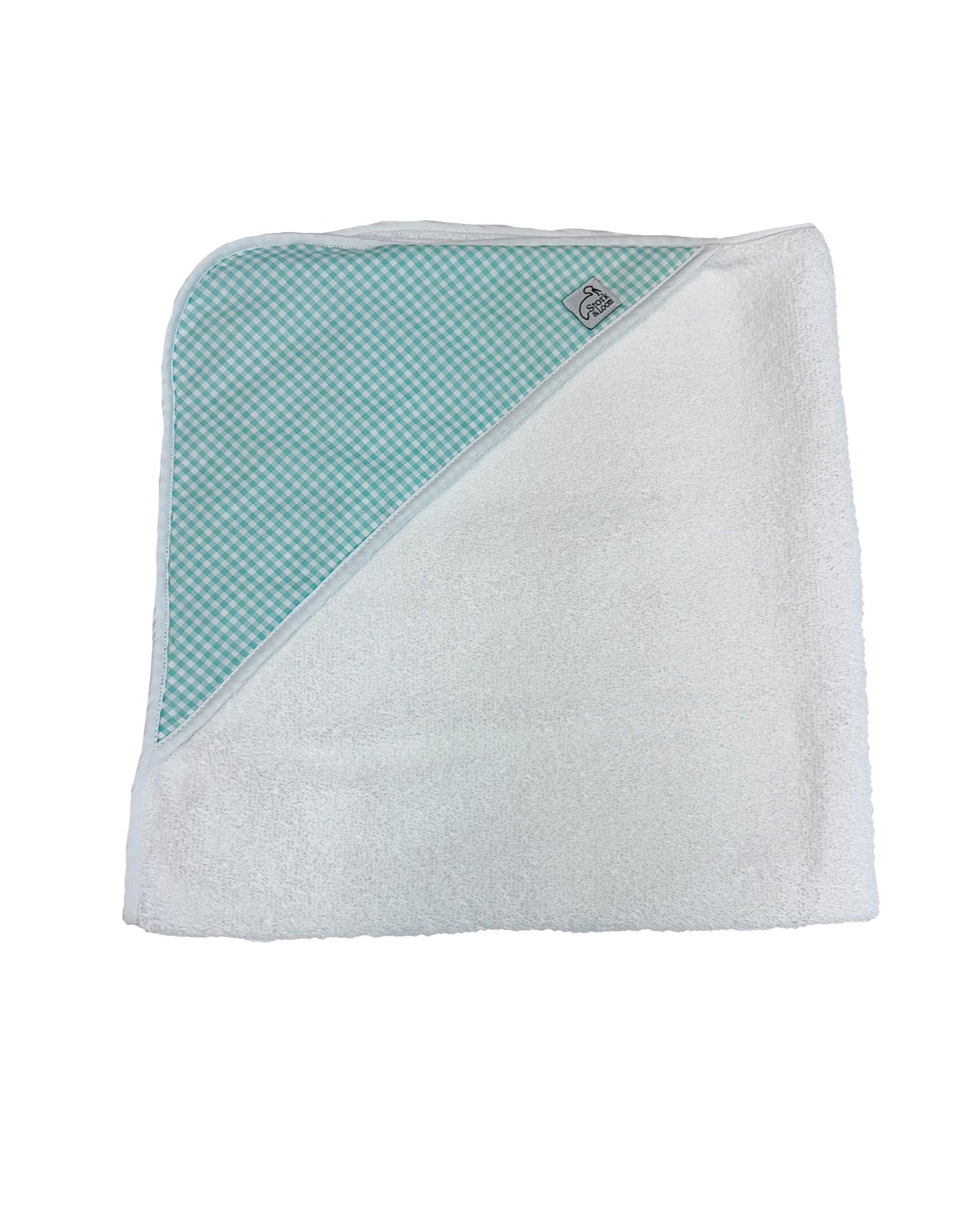 Mint Gingham Hooded Towel