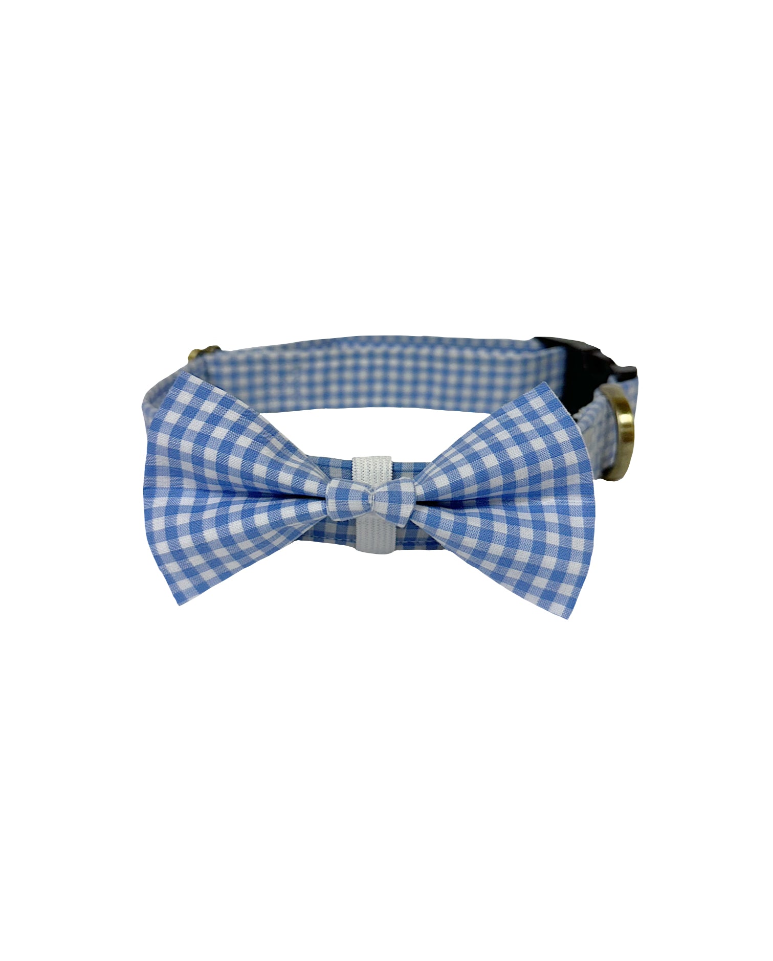 Pet Collar & Bow Tie Set - Blue Gingham