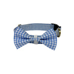 Pet Collar & Bow Tie Set - Blue Gingham