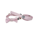 Pet Collar, Bow Tie, & Leash Set - Pink Gingham