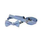 Pet Collar, Bow Tie, & Leash Set - Blue Gingham