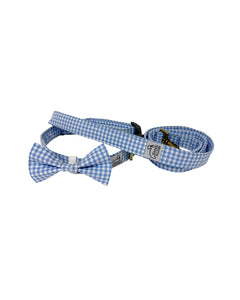 Pet Collar, Bow Tie, & Leash Set - Blue Gingham