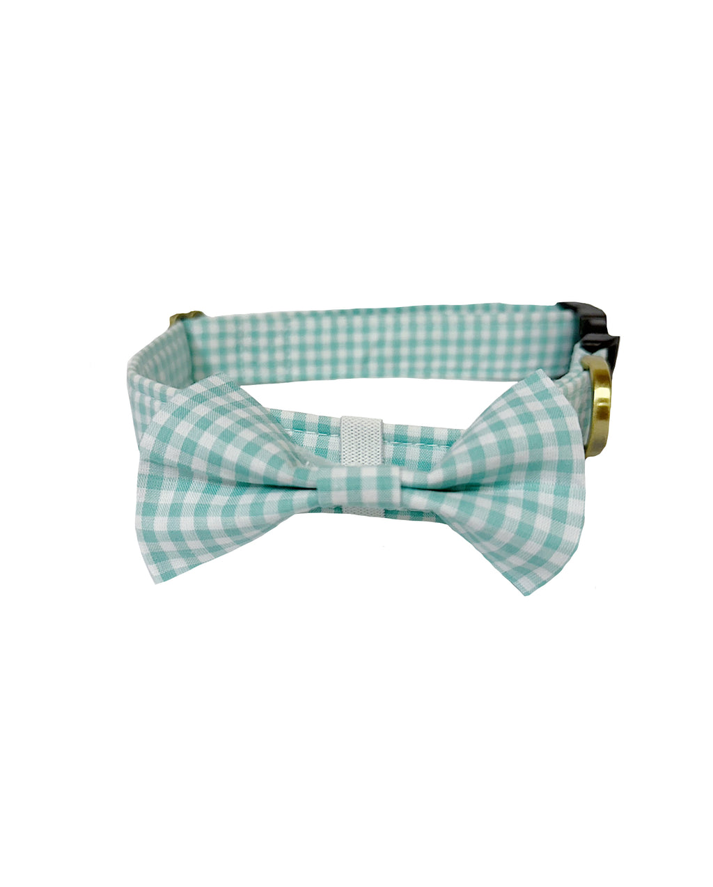 Pet Collar & Bow Tie Set - Mint Gingham