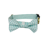 Pet Collar & Bow Tie Set - Mint Gingham