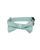 Pet Collar & Bow Tie Set - Mint Gingham