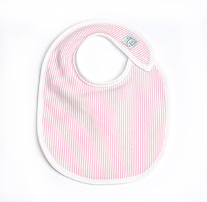 Pink Seersucker Baby Bib