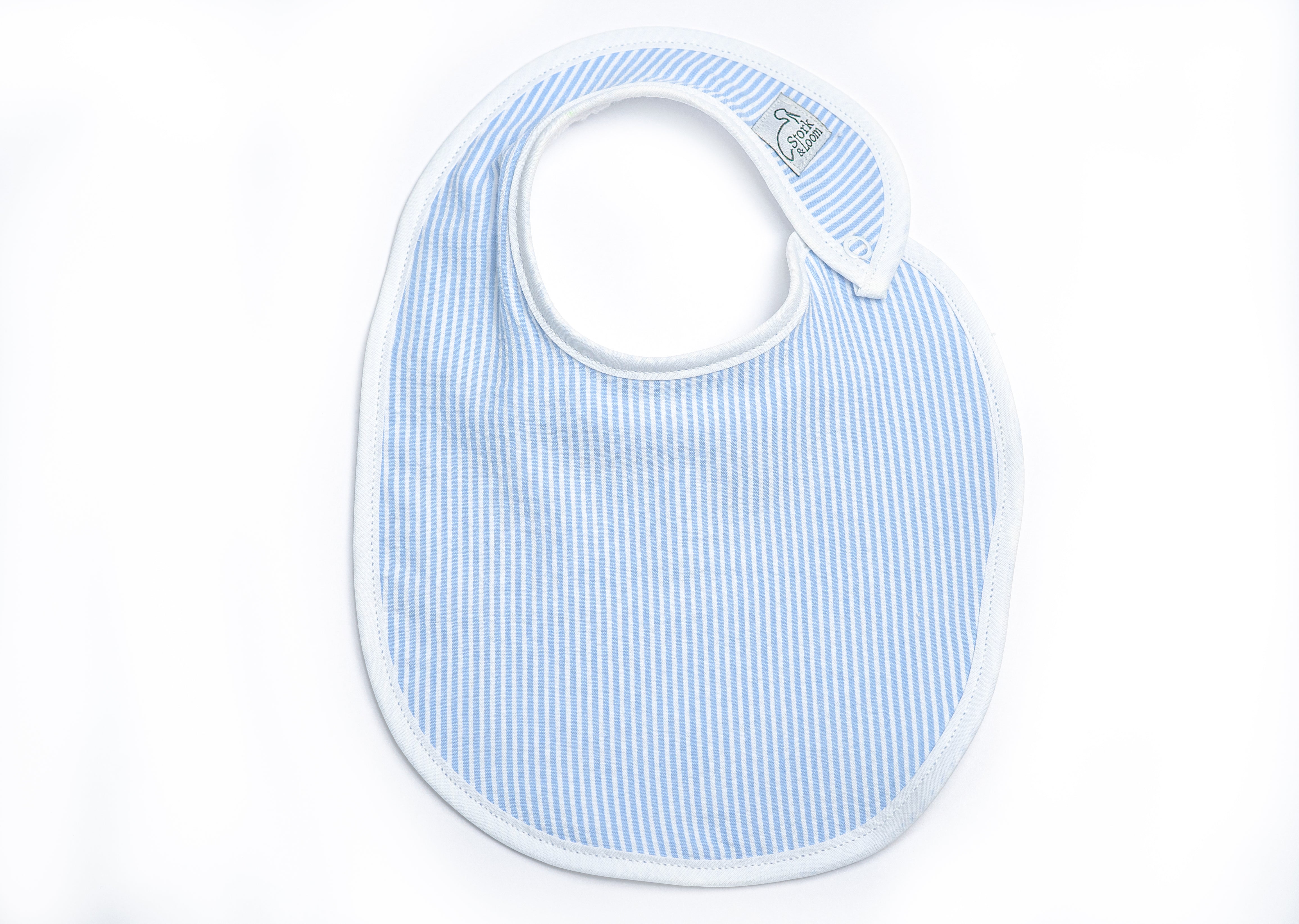 Blue Seersucker Baby Bib