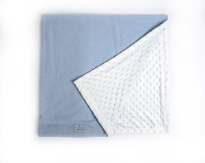 Blue Oxford Minky Dot Baby Blanket