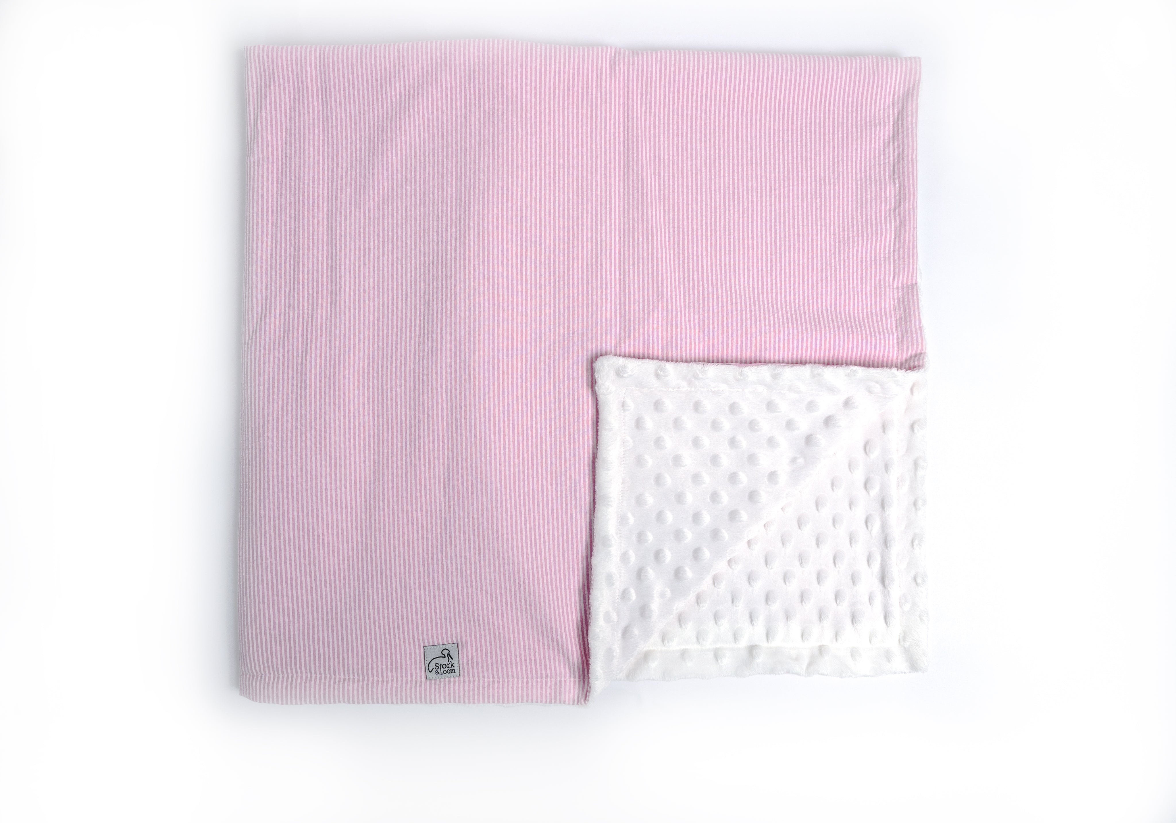 Pink seersucker minky dot blanket