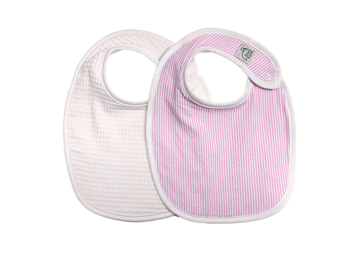 Pink Seersucker Bib Set – Stork and Loom