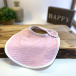 Pink Seersucker Bib Set